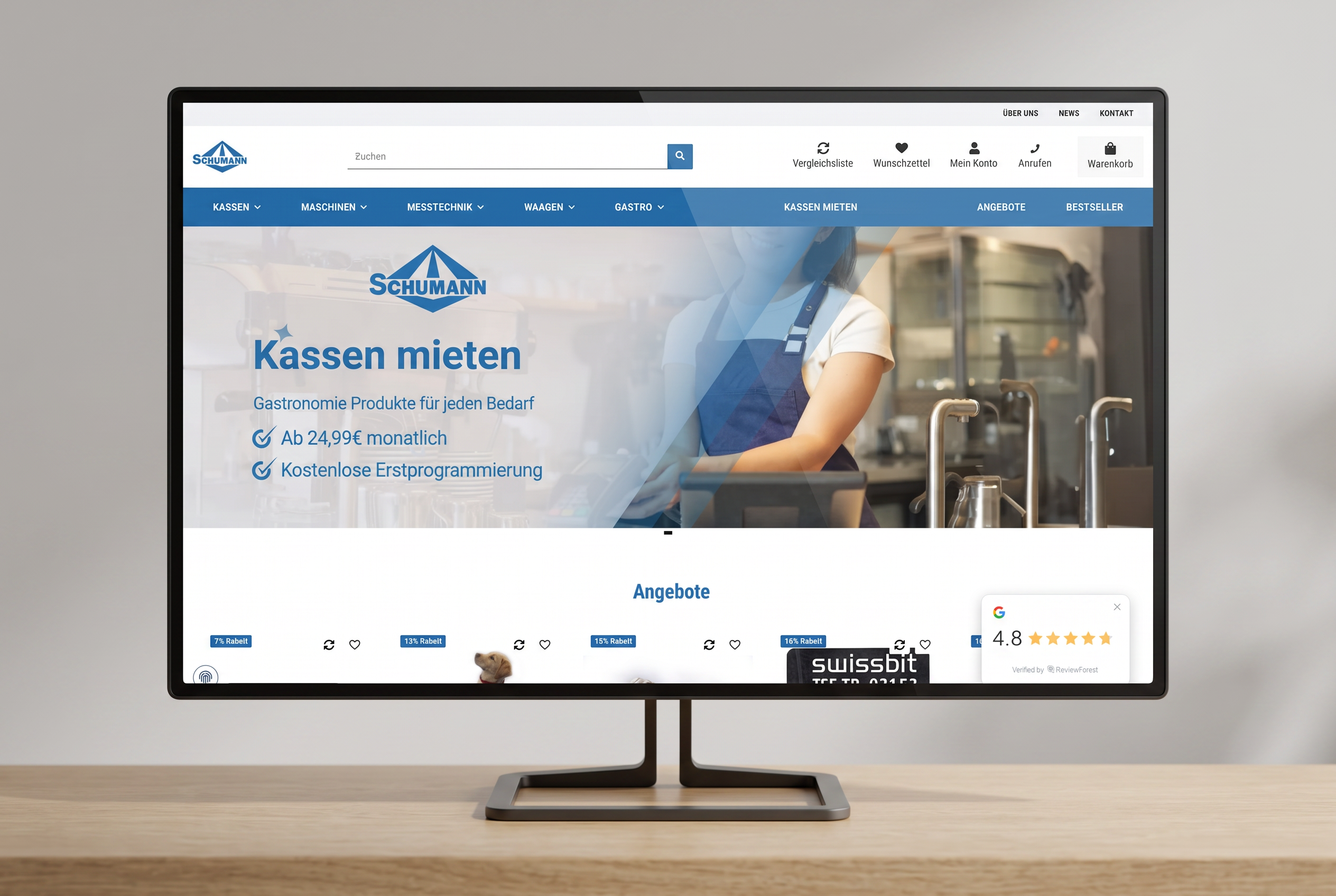 Schumann Shop auf einem Desktop-Monitor