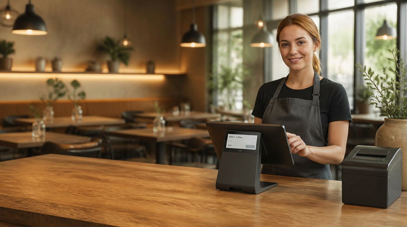 Modernes Kassensystem mit Touchscreen in einem Restaurant